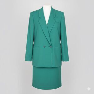 Ashley Brooke vintage teal green double breasted suit set size 10